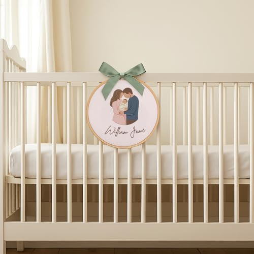 Embroidery Baby Name Sign, Personalized Welcome Baby Hoop Sign with Bow, Custom Baby Name Sign for Hospital, Infant Baby Shower Gifts New Parents (11) - Image 6