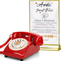 Audio Guest Book Wedding Phone,32GB Memory Customized Audio Messages, Volume Adjustable, with Message Replay Feature, Suitable for All Kinds of Party(Red+Golden Sign) by FiayaComVintageTelephone