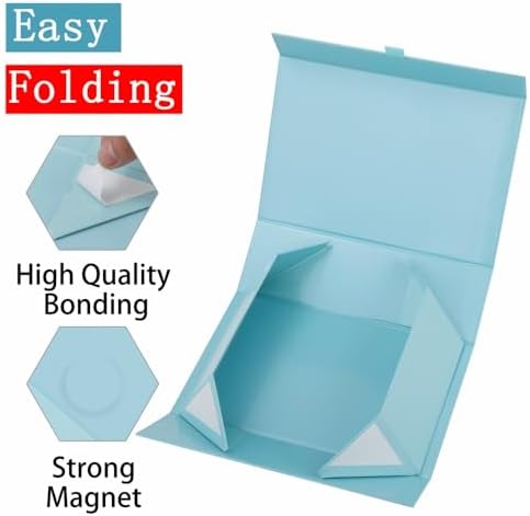 5 Pcs Large Gift Box 13.5x11.8x4.7 Inches, Blue Gift Boxes for Presents with Magnetic Closure Lid, Luxury Gift Box Rectangle Collapsible Boxes for Gift Packaging - Image 5
