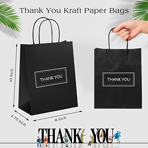 Handepo 100 Pcs Thank You Paper Bags with Handles, 8 x 4 x 10 in - Image 2