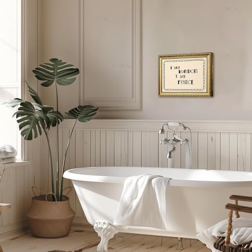 I See London I See France Wall Art Funny Bathroom Quote Wall Decor Picture Minimalist Beige Restroom Sign Poster Canvas Painting Print for Bathroom Toilet 12x16 inch Gold Framed - Image 3