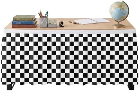 Sanwarm Table Skirt, 29" x 108", for Rectangular & Round Desk Checkered by SanwarmHomeDecor