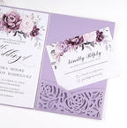 50PCS Purple Blank Wedding Invitations Shower Birthday Quince Party Invites - Image 4