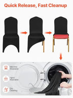 VEVOR 50 Pcs Black Chair Covers Polyester Spandex Stretch Slipcovers for Wedding Party Dining Banquet Arched-Front Chair Covers - Image 5