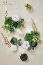 Serwalin Green Artificial Flowers Box Silk Flowers with Stems for Wedding - Image 3