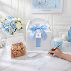 Maitys 50 Set Large Gable Boxes with Handle, Ribbon, Tag, White,Light Blue - Image 5