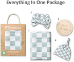 Miaoberry 100% Organic Muslin Swaddle Set| Sage Green Checkered - Image 4