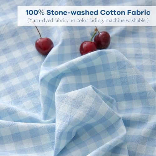 Light Blue White Gingham Tablecloth Rectangular 84"x60" - Image 6