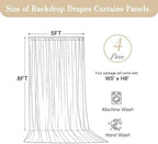 20x8ft Ivory Backdrop Curtains for Parties Wrinkle Free Fabric Backdrop Curtain Wedding Photo Backdrop Drapes for Birthday Party Baby Shower Bridal Shower Photography Back Drop 4 Panels 5x8FT - Image 5
