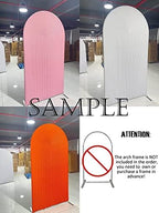 Double-Sided Arch Frame Fabric Cover Beige White Ripples Arched Panel Stand Cover for Wedding Birthday Baby Shower Parties Decoration (Brown-HP465,4X7ft) - Image 7