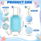 Retrowavy 72pcs Mini Suitcase Party Favors Box, Girls Trip Gift with Mini Luggage Box, Compact Mirror, Scrunchie, Keychain, Makeup Sponge, Eye Mask(each 12) for Travel Wedding Bachelorette Party(Blue) - Image 2