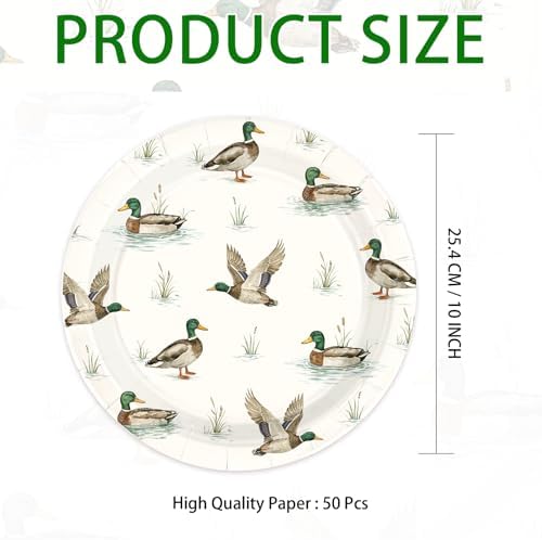 50 Pcs Mallard Duck Paper Plates 10" Large Heavy Duty - Image 4
