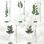 HUAHUA Mixed Artificial Eucalyptus Leaves Stems Bulk,Fake Greenery Plants Faux Silver Dollar Eucalyptus Leaves for DIY Bouquets Centerpiece Floral Arrangement Home Wedding Decor (140, Green) - Image 3