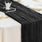 Sioloc Black Cheesecloth Table Runner Fall Autumn Decor for Home 10ft Table Cloth for Wedding Birthday Party Halloween Thanksgiving Decorations - Image 6