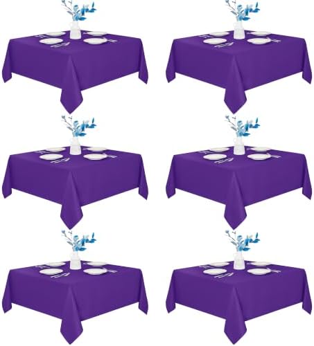 Fitable 6 Pack Purple Square Tablecloths 70x70 Inch for 2-4 Ft Tables by Fitable