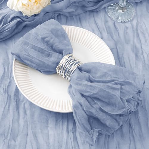DeZerlor Dusty Blue Washable Cheesecloth Napkins Set of 100 for Wedding by DeZerlor