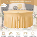 4 Pack Champagne Round Spandex Tablecloths, 5FT/60In Stretchy Table Cloth with Skirt, Washable Fitted Tablecloth, Circle Wrinkle Free Table Cover for Wedding Party Dining Banquet Event - Image 3