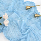 12 Pcs Baby Blue Cheesecloth Table Runner 10FT Runner for Tables 35 x 120 Inches Long Gauze Boho Fabric Table Runner Decoration Rustic Sheer Runner for Wedding Birthday Baby Shower Party (Baby Blue) - Image 4