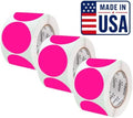 Perco Neon Pink Perforated Round Circle Dot Sticker 4-Inch Labels — 3 Rolls, 1,200 Stickers - Promo, Event & Gift Display Labels, High Visibility Signage - Made in USA by Perco