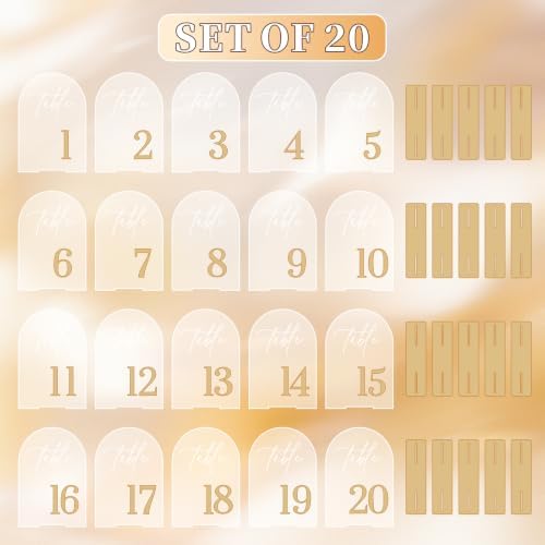 Frosted Arch Table Numbers 1-20 with Stands, Gold 3D Wedding Table Numbers - Image 4