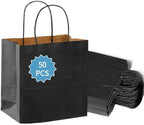 COGLARING 50Pcs Black Gift Bags with Handles - 11x5.9x11 Inch Paper Bag for Parties, Shopping, Grocery & Takeout - Black Paper Gift Bags Bulk by CoGlaringPac