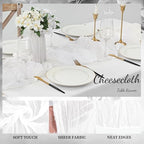 10FT 12 Pack White Cheesecloth Table Runner 20 x 120 Inch Long Rustic Gauze Cheese Cloth Table Runner for Wedding Bridal Baby Shower Table Decorations Boho Fabric Sheer Birthday Party Table Decor - Image 3