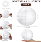 40 Pack 6 Inch White Paper Lanterns, Chinese Japanese Hanging Lanterns - Image 2
