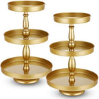 Maxdot 2 Pcs 3 Tier Cupcake Stand, Round Metal Dessert Tower,Gold by Maxdot
