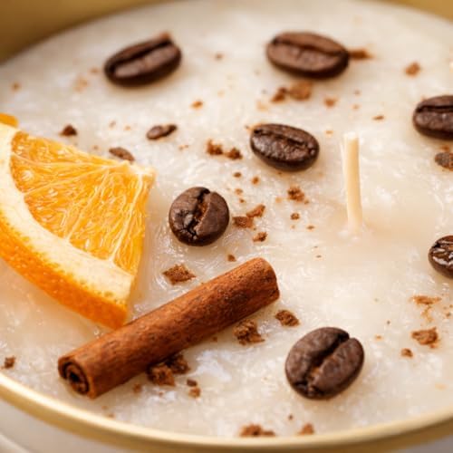 Personalized Coffee Scented Soy Wax Candle Favors with Cinnamon Stick & Dried Orange – Rustic Wedding, Bridal & Baby Shower, Birthday, Christmas Event Gifts (10–200 Bulk Available) - Image 2