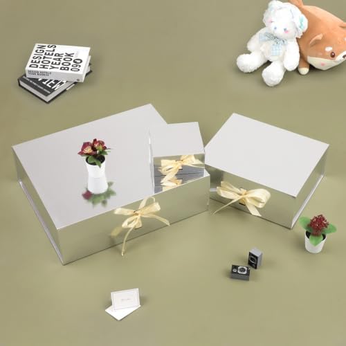Small Gift Boxes with Lids for Presents Silver Gift Box 5 Pack 6X6X3 Inch - Image 6