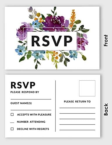 50 Blank RSVP Postcards Floral & Leaves Print 4"X6" Response Cards,RSVP Reply Card for Wedding,Bridal Shower,Baby Shower - Image 4