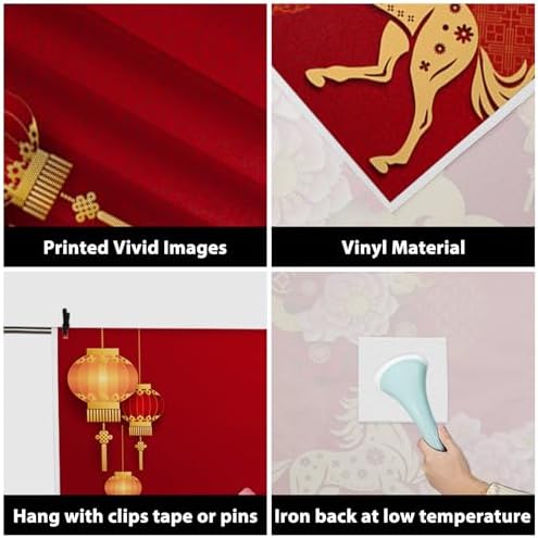 AOFOTO 10x10ft Happy Chinese New Year Backdrop China Spring Festival Lunar Year of The Horse Decoration Banner Paper Cut Flowers CNY Lanterns 2026 Background Party Supplies Photoshoot Studio Props - Image 3