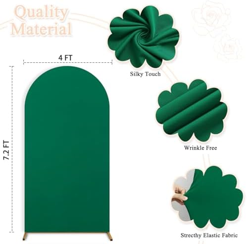 Spandex Arch Cover 7.2FT Arch Backdrop Stand Cover Emerald Green Backdrop Covers for Arched Stand Chiara Wedding Arches Covers Stretchy Backdrops for Birthday Party Baby Shower Banquet Decor - Image 2