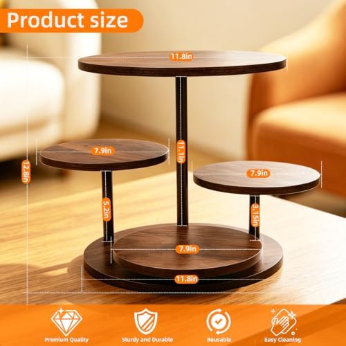 4 Tier Round Cupcake Tower Stand for 50 Cupcakes, 360° Rotating Wood Cake Stand with Tiered Trays, Farmhouse Cookie Stand for Dessert Table Display for Wedding Birthday Baby Shower Tea Party ﻿ - Image 2