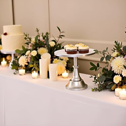 HBlife 3 PCS Silver Cake Stand Set (8"/10"/12" Cake Plate), Metal - Image 4
