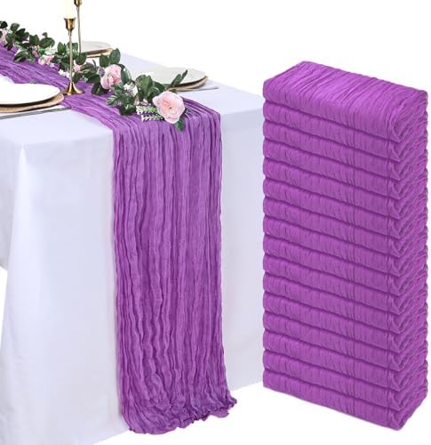 16 Pack Purple Cheesecloth Table Runner 23 x 120 Inch 10Ft by Pepmily