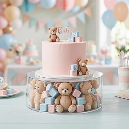 Jucoan Set of 2 Clear Acrylic Fillable Cake Stand, Cake Tier Display Stand Cupcake Stand, 12 Inch & 8 Inch Round Cylinder Display Riser for Wedding Birthday Baby Shower Party Centerpieces - Image 7