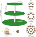 J JOYSAY Green Print Acrylic Cupcake Stand 3 Tier Dessert Table Display Set Clear Cake Stands for Party Wedding Baby Shower Decorations Easy Assembly Donut Tower - Image 3