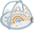 Little Dove Baby Play Gym Mat, Tummy Time Activity Mat with 7 Detachable Toys and 12 Milestone Cards for Stage-Based Sensory and Motor Skill Development, Washable Play Mats for Infant, Blue by LittleDove