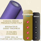 PerkHomy 48" x 2,400" (200') Purple Kraft Paper Roll for Craft Bulletin Board Paper Art Table Covering Crafting Gift Wrapping Bouquet Packing Parcel 80GSM 55LB (Purple, 48" x 200') - Image 3