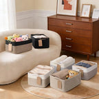Goodpick 4 Pack Storage Baskets for Organizing Shelves, Gray & White - Image 6