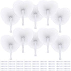 Aodaer 72 Pack Heart Shaped Folding Fans White Paper Fans Handheld Fans with Plastic Handles for Party, Wedding, Anniversary Decoration by Aodaer