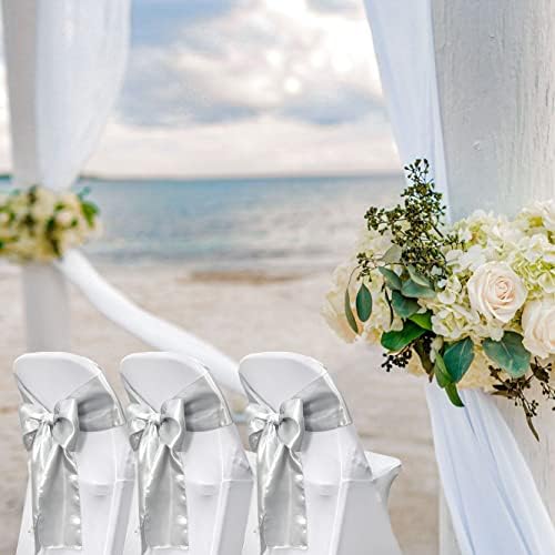 Silver Satin Chair Sashes Bows for Chair,7x108inchs,50pcs - Image 4