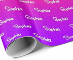 MyPupSocks Personalized Logo Wrapping Paper, Gradient Pink And Purple Custom Funny Name Wrapping Paper Roll for Boys Girls Baby Shower Anniversary Birthday Christmas Gift 58x23 Inch 5 Rolls - Image 3