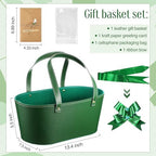 Wonderjune Empty Baskets for Gift Leather Thanksgiving Gift Bags, Green - Image 2