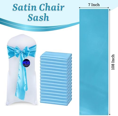MDS® Pack of 300 Satin Chair Sashes for Wedding & Events – Turquoise - Image 3