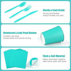 Kochorie 350 Pieces Teal Blue Dinnerware Set, 7 & 9 inch Dessert Paper Plates Cups Napkins Plastic Cutlery Disposable Party Supplies for Birthday Baby Shower Wedding, Serve 50 Guests - Image 4