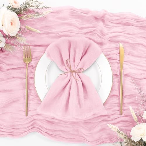 60Pack Light Pink Cheesecloth Napkins Rustic Boho Gauze Napkins 20"x20" - Image 2