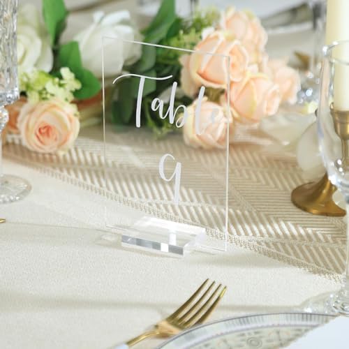 20PCS Acrylic Wedding Table Numbers 1-20 with Stands, 4x6 inches Clear Table Numbers for Wedding Party Reception Sign Place Number Cards Printed Calligraphy Font for Event Banquet Anniversary - Image 4