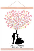 DIY Fingerprints Wedding Sign in Guest Book Canvas Groom and Bride Painting with Wooden Hanger Personalized Wedding Gift for Couple Anniversary Party Decorstions-80x120cm by Unknown